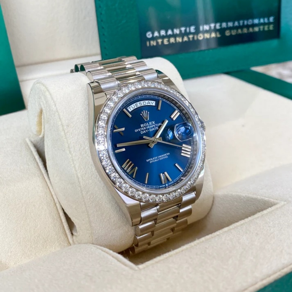 【Super Clone】RLX  Day-Date 40mm 228349RBR-0005 Bright Blue Dial President Bracelet
