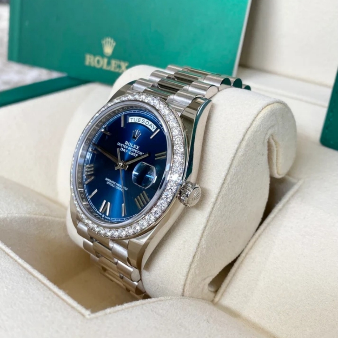 【Super Clone】RLX  Day-Date 40mm 228349RBR-0005 Bright Blue Dial President Bracelet