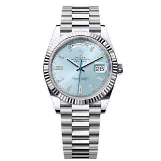 【Super Clone】RLX  Day-Date President 40mm Platinum Ice Blue Baguette Dial - 228236
