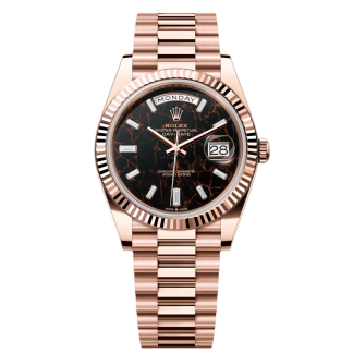 【Super Clone】RLX  Day-Date President 40mm Everose Eisenkiesel Diamond Baguette Dial - 228235