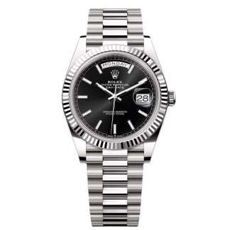 【Super Clone】RLX  Day-Date President 40mm White Gold Black Index Dial - 228239
