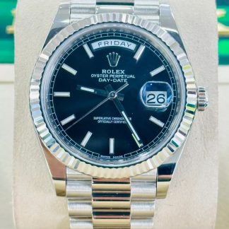 【Super Clone】RLX  Day-Date President 40mm White Gold Black Index Dial - 228239