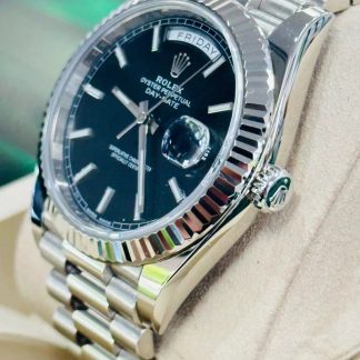 【Super Clone】RLX  Day-Date President 40mm White Gold Black Index Dial - 228239