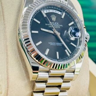 【Super Clone】RLX  Day-Date President 40mm White Gold Black Index Dial - 228239