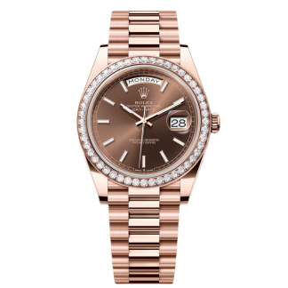 【Super Clone】RLX   Day-Date 40mm Chocolate Dial and Diamond Bezel 228345rbr-0024