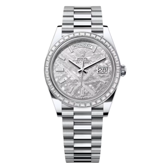 【Super Clone】RLX Day-Date 40mm 228396TBR-0027 Meteoriate Baguette Diamond Dial and Bezel Watch