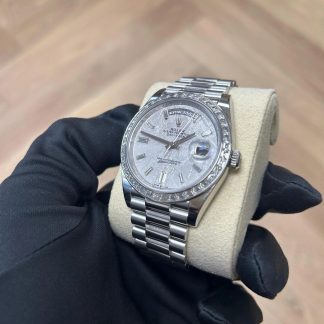 【Super Clone】RLX Day-Date 40mm 228396TBR-0027 Meteoriate Baguette Diamond Dial and Bezel Watch