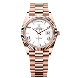 【Super Clone】RLX Day-Date President 40mm Everose Gold White Roman Dial - 228235