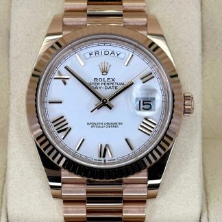 【Super Clone】RLX Day-Date President 40mm Everose Gold White Roman Dial - 228235