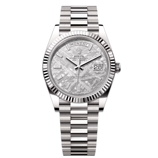 【Super Clone】RLX  Day-Date President 40mm White Gold Meteorite Diamond Baguette Dial - 228239