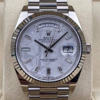 【Super Clone】RLX  Day-Date President 40mm White Gold Meteorite Diamond Baguette Dial - 228239