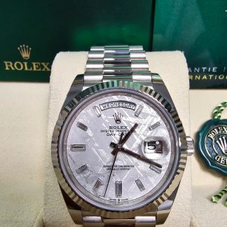 【Super Clone】RLX  Day-Date President 40mm White Gold Meteorite Diamond Baguette Dial - 228239