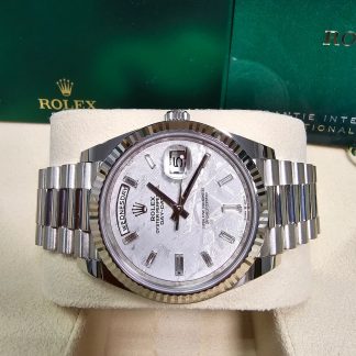 【Super Clone】RLX  Day-Date President 40mm White Gold Meteorite Diamond Baguette Dial - 228239