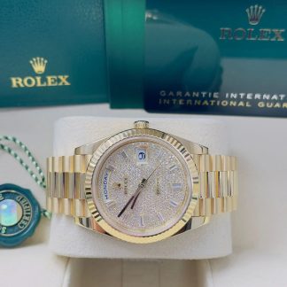 【Super Clone】RLX Yellow Gold President Day Date 40mm Diamond Pave Dial - 228238
