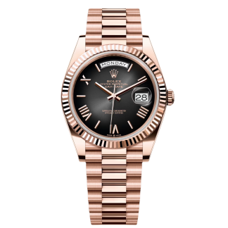 【Super Clone】RLX  Day-Date President 40mm Everose Gold Slate Roman Ombre Smoke Dial - 228235