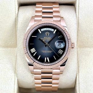 【Super Clone】RLX  Day-Date President 40mm Everose Gold Slate Roman Ombre Smoke Dial - 228235