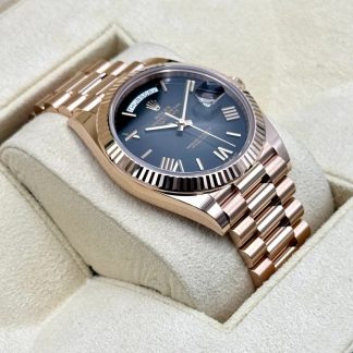 【Super Clone】RLX  Day-Date President 40mm Everose Gold Slate Roman Ombre Smoke Dial - 228235