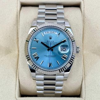 【Super Clone】RLX  Day-Date President 40mm Platinum Ice Blue Roman Dial - 228236