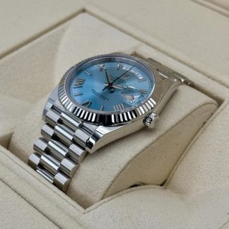 【Super Clone】RLX  Day-Date President 40mm Platinum Ice Blue Roman Dial - 228236