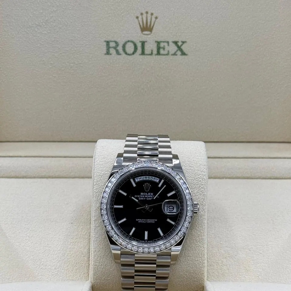 【Super Clone】RLX  Day-Date 40mm 228349RBR-0002 Bright Black Dial President Bracelet