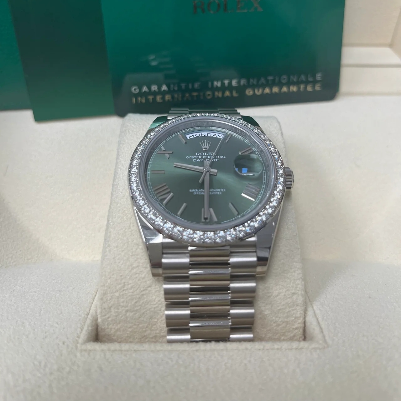 【Super Clone】RLX  Day-Date 40mm 228349RBR-0030 Olive Green Dial President Bracelet