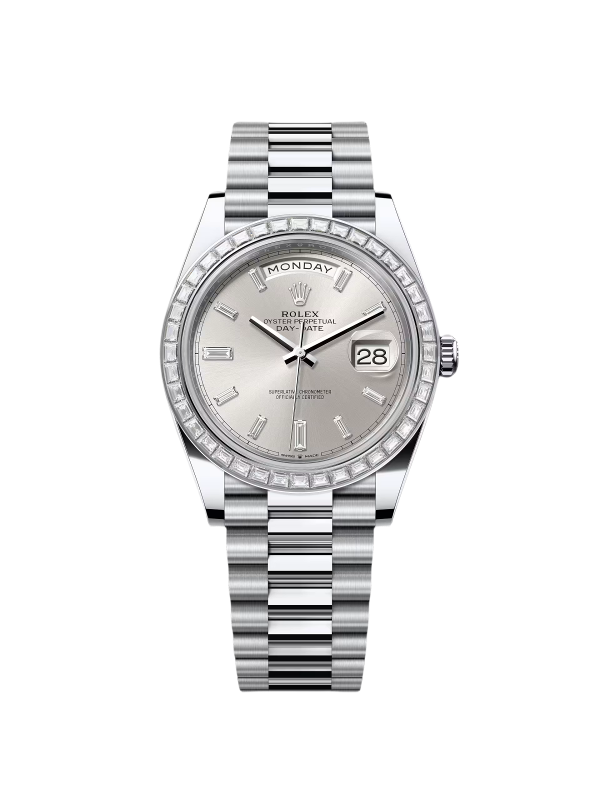【Super Clone】RLX Day-Date 40mm 228396TBR-0011 Silver Diamonds Dial