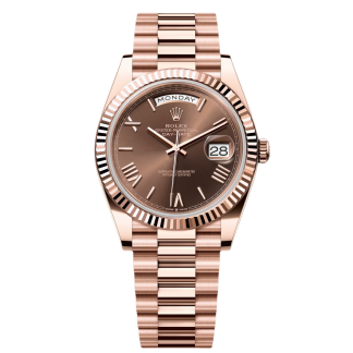 【Super Clone】RLX  Day-Date President 40mm Everose Gold Chocolate Roman Dial - 228235