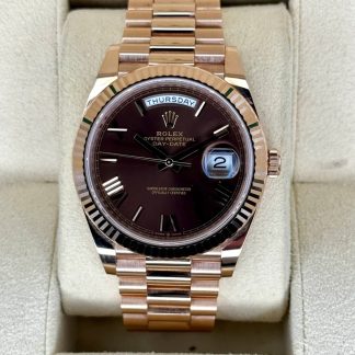 【Super Clone】RLX  Day-Date President 40mm Everose Gold Chocolate Roman Dial - 228235