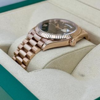 【Super Clone】RLX  Day-Date President 40mm Everose Gold Chocolate Roman Dial - 228235