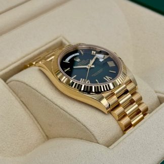 【Super Clone】RLX  Yellow Gold President Day Date 40mm Green Roman Ombre Dial - 228238