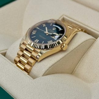 【Super Clone】RLX  Yellow Gold President Day Date 40mm Green Roman Ombre Dial - 228238