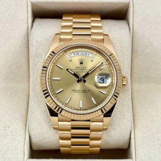 【Super Clone】RLX  Day-Date President 40mm Yellow Gold Champagne Index Dial - 228238
