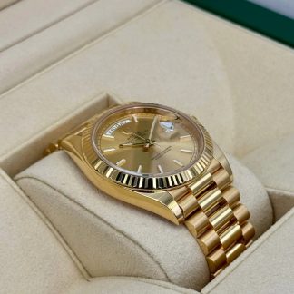 【Super Clone】RLX  Day-Date President 40mm Yellow Gold Champagne Index Dial - 228238