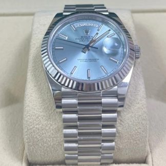 【Super Clone】RLX  Day-Date President 40mm Platinum Ice Blue Index Dial - 228236