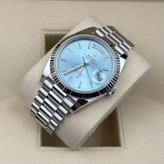 【Super Clone】RLX  Day-Date President 40mm Platinum Ice Blue Index Dial - 228236