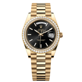 【Super Clone】RLX Day-Date 40mm Bright Black Dial President Watch 228348RBR-0043