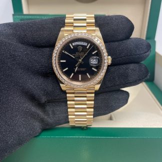 【Super Clone】RLX Day-Date 40mm Bright Black Dial President Watch 228348RBR-0043
