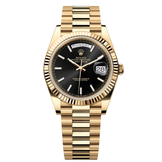 【Super Clone】RLX Day-Date President 40mm Yellow Gold Black Index Dial - 228238