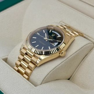 【Super Clone】RLX Day-Date President 40mm Yellow Gold Black Index Dial - 228238