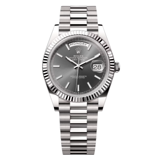 【Super Clone】RLX  Day-Date President 40mm White Gold Grey Rhodium Index Dial - 228239