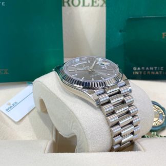 【Super Clone】RLX  Day-Date President 40mm White Gold Grey Rhodium Index Dial - 228239