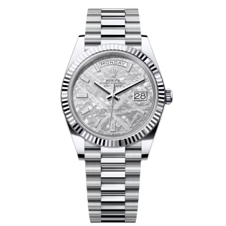 【Super Clone】RLX  Day-Date President 40mm Platinum Meteorite Diamond Baguette Dial - 228236