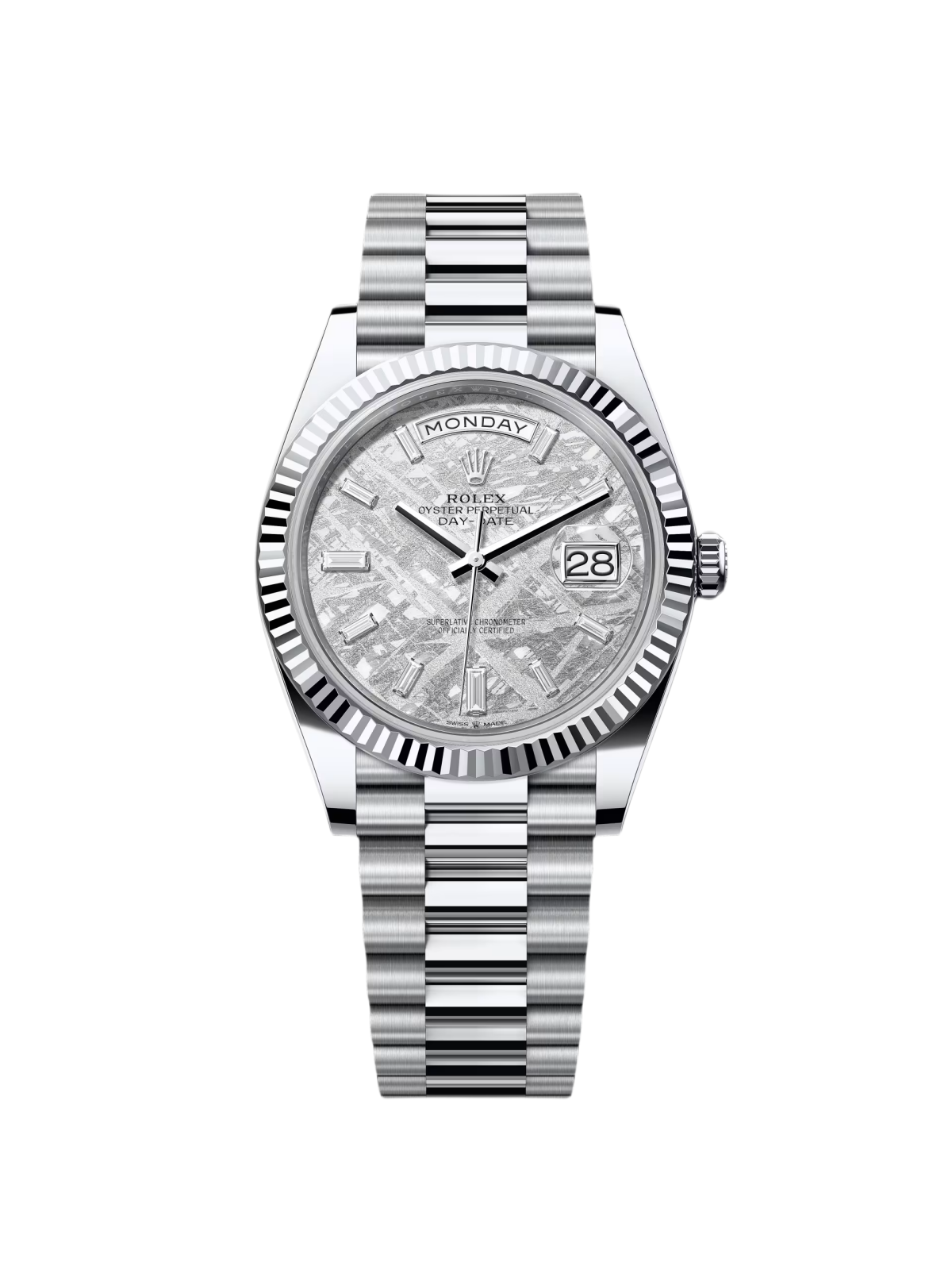 【Super Clone】RLX  Day-Date President 40mm Platinum Meteorite Diamond Baguette Dial - 228236