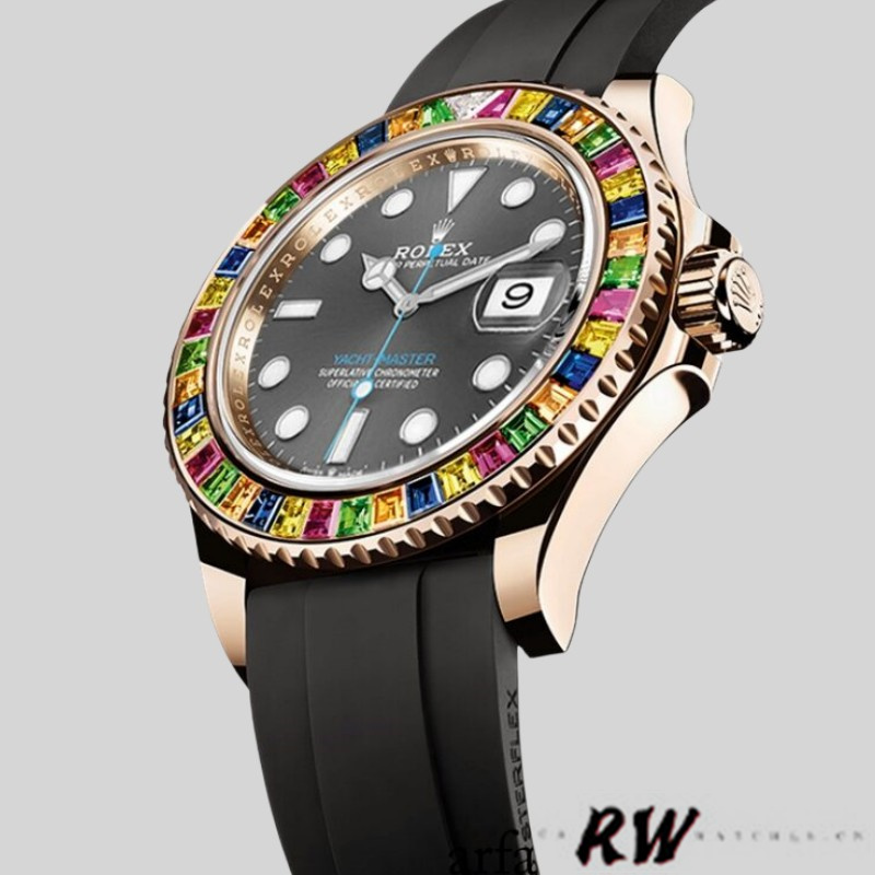 【Super Clone】Rolex Yacht-Master 116695 Black Rubber Strap Grey Dial 40MM Mens Replica Watch