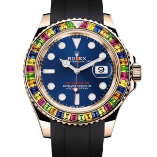 【Super Clone】Rolex Yacht-Master 116695 Black Rubber Strap Blue Dial 40MM Mens Replica Watch