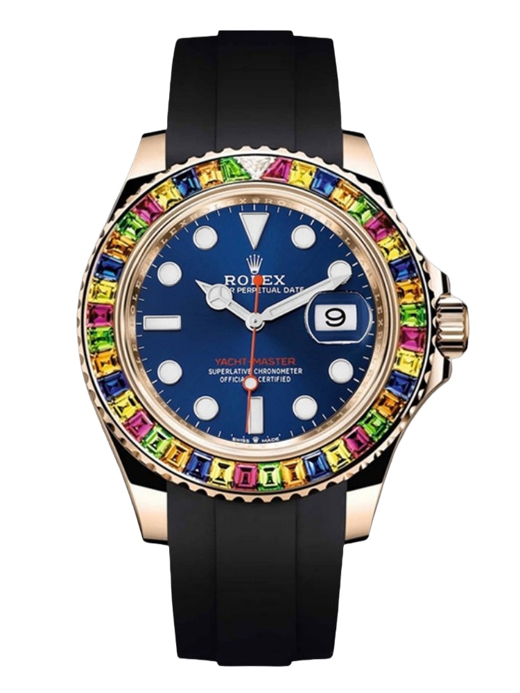 【Super Clone】Rolex Yacht-Master 116695 Black Rubber Strap Blue Dial 40MM Mens Replica Watch
