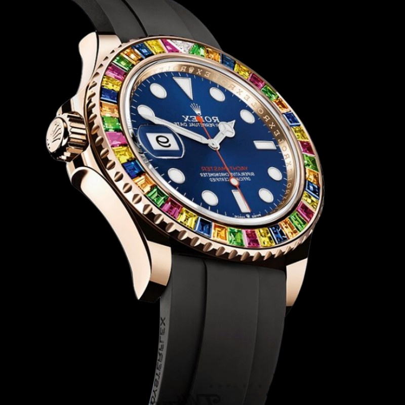 【Super Clone】Rolex Yacht-Master 116695 Black Rubber Strap Blue Dial 40MM Mens Replica Watch