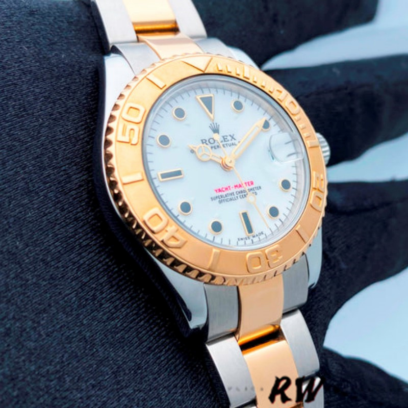 【Super Clone】Rolex Yacht-Master 168623 Steel Yellow Gold White Dial 35MM Unisex Replica Watch