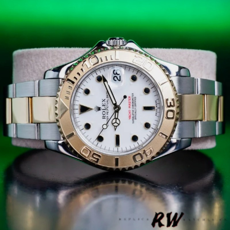 【Super Clone】Rolex Yacht-Master 168623 Steel Yellow Gold White Dial 35MM Unisex Replica Watch