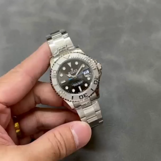 【Super Clone】Rolex Yacht-Master 37 Automatic Slate Grey Dial Platinum Bezel Steel M268622 0002 Women's Watch